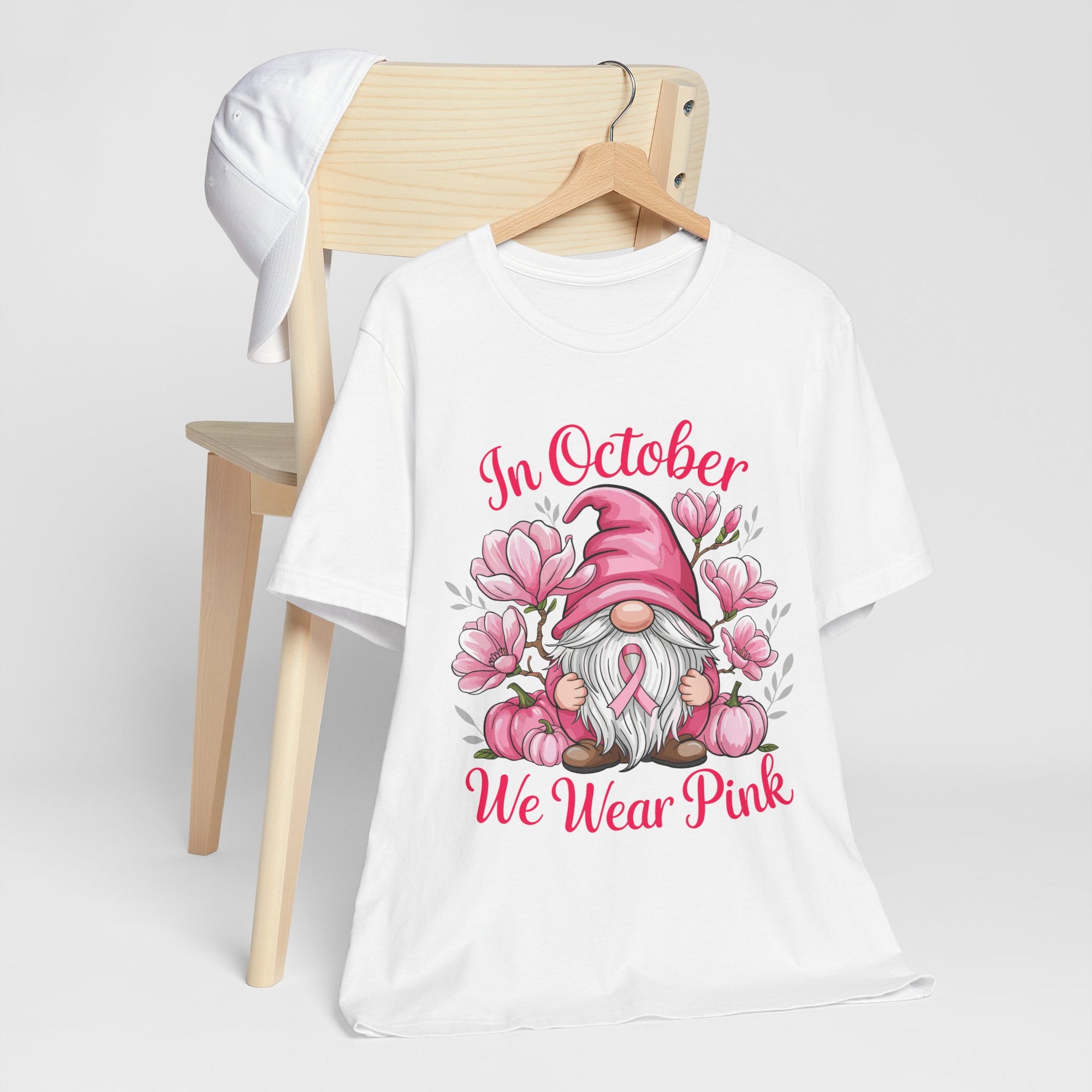Breast Cancer Awareness Tee, Inspirational Gnome Shirt, October Activism Top, Unisex Casual Wear, Gift for Her, Comfort Tee, Support Pink