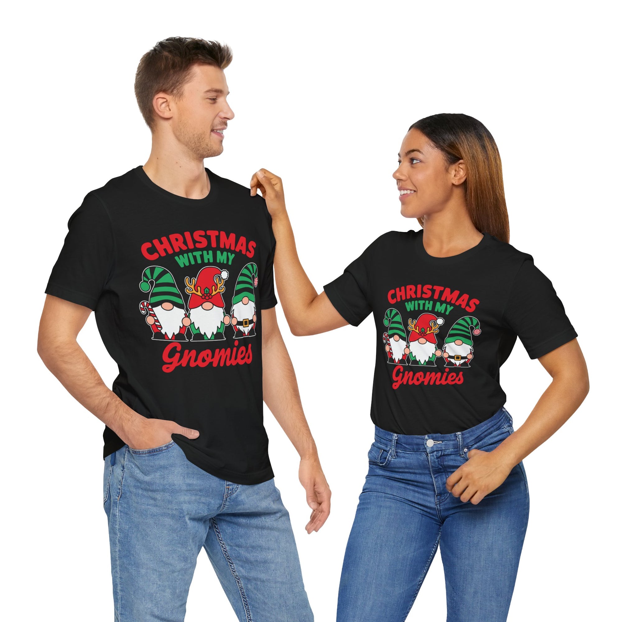 Christmas with My Gnomies Unisex Tee, Holiday Shirt, Christmas Gift, Gnome Tee, Festive Apparel, Cute Christmas T-Shirt