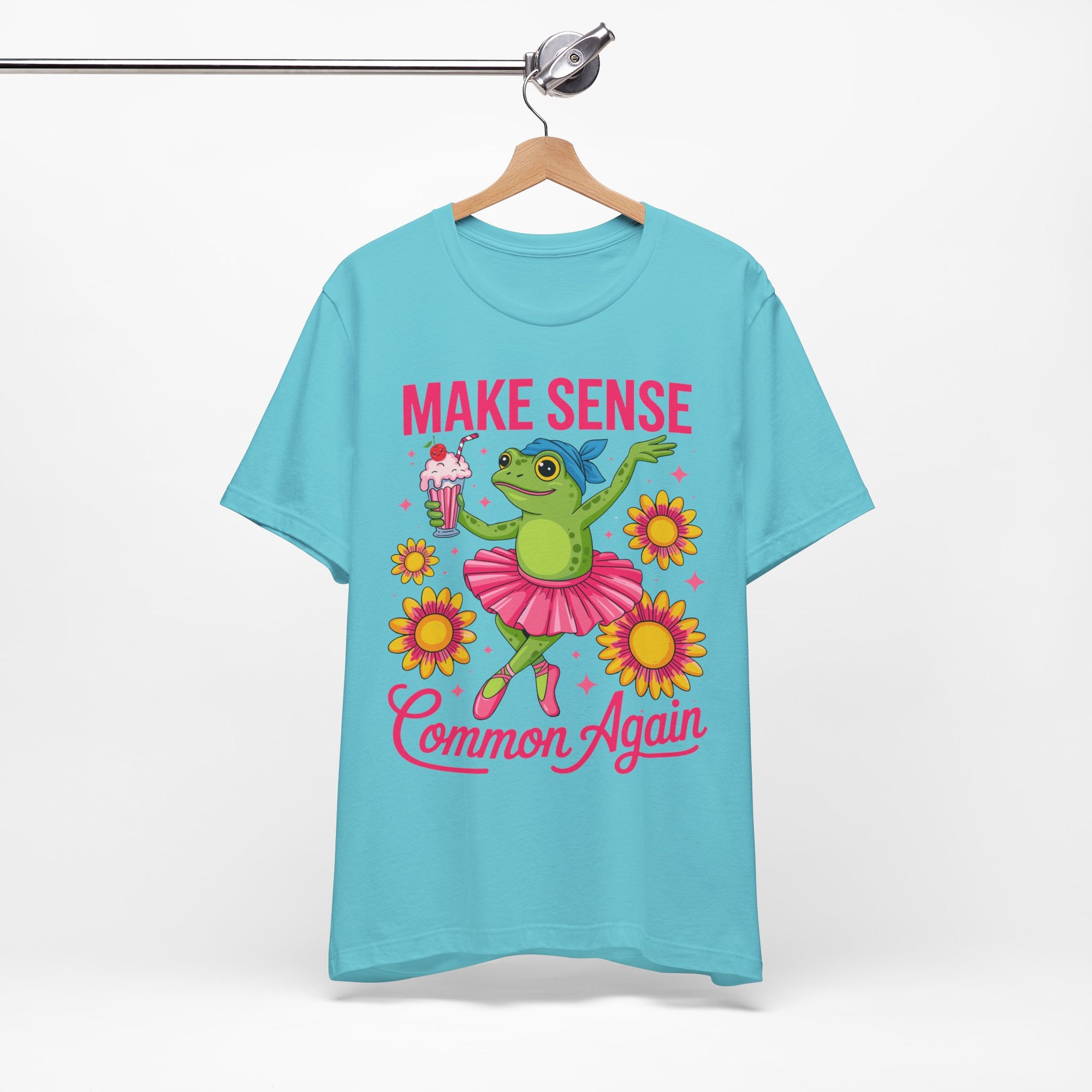 Make Sense Common Again T‑Shirt — Cute Dancing Frog Graphic Tee