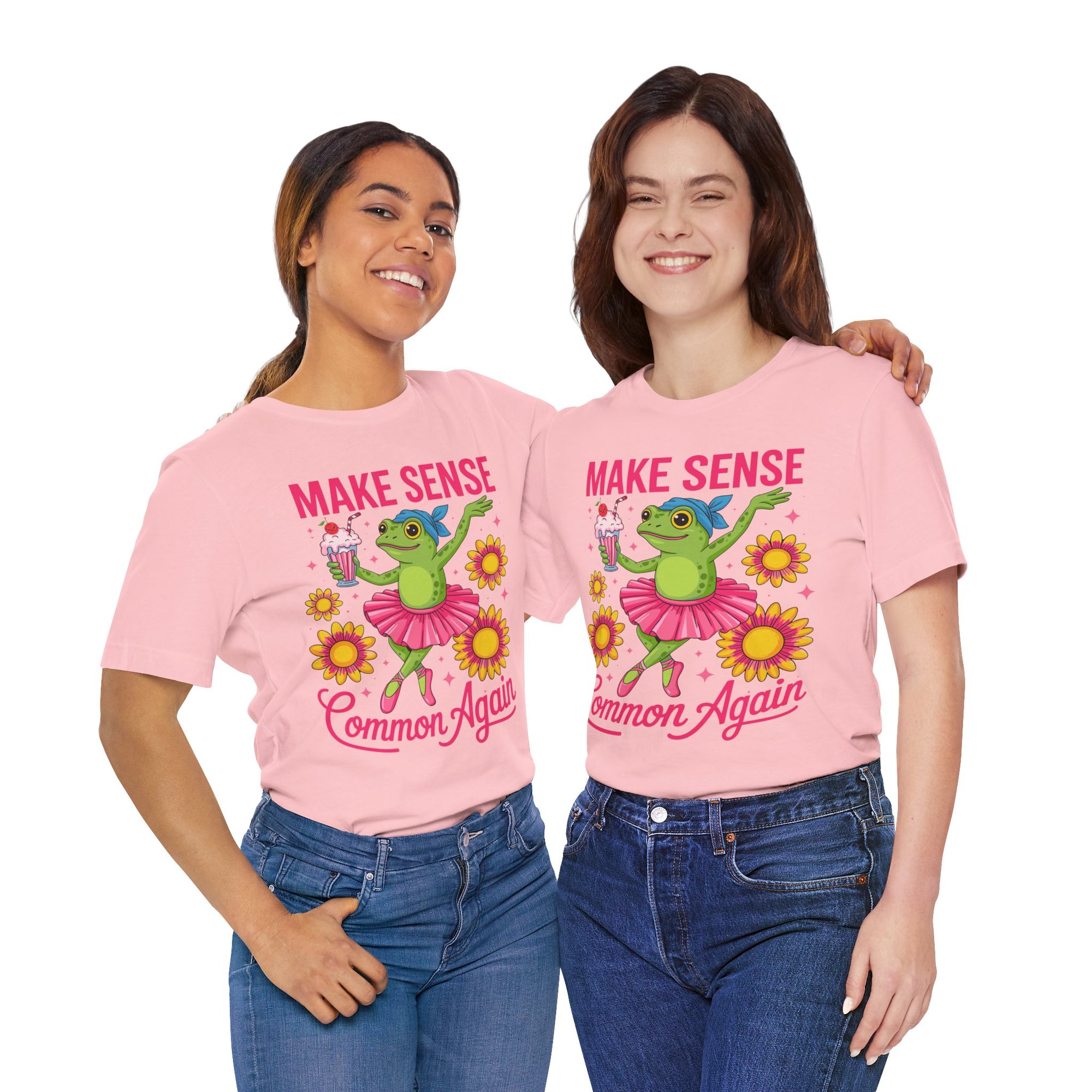 Make Sense Common Again T‑Shirt — Cute Dancing Frog Graphic Tee
