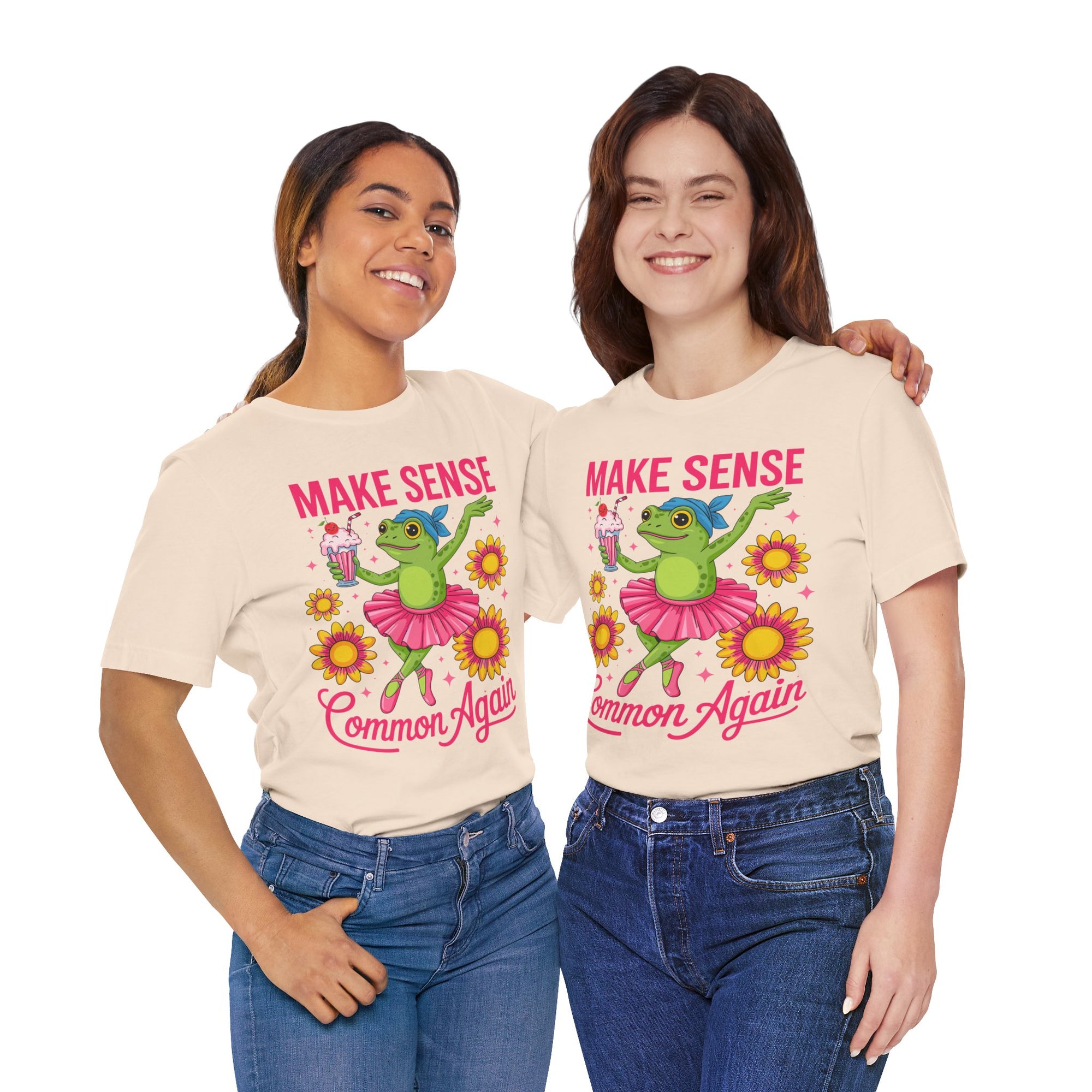Make Sense Common Again T‑Shirt — Cute Dancing Frog Graphic Tee