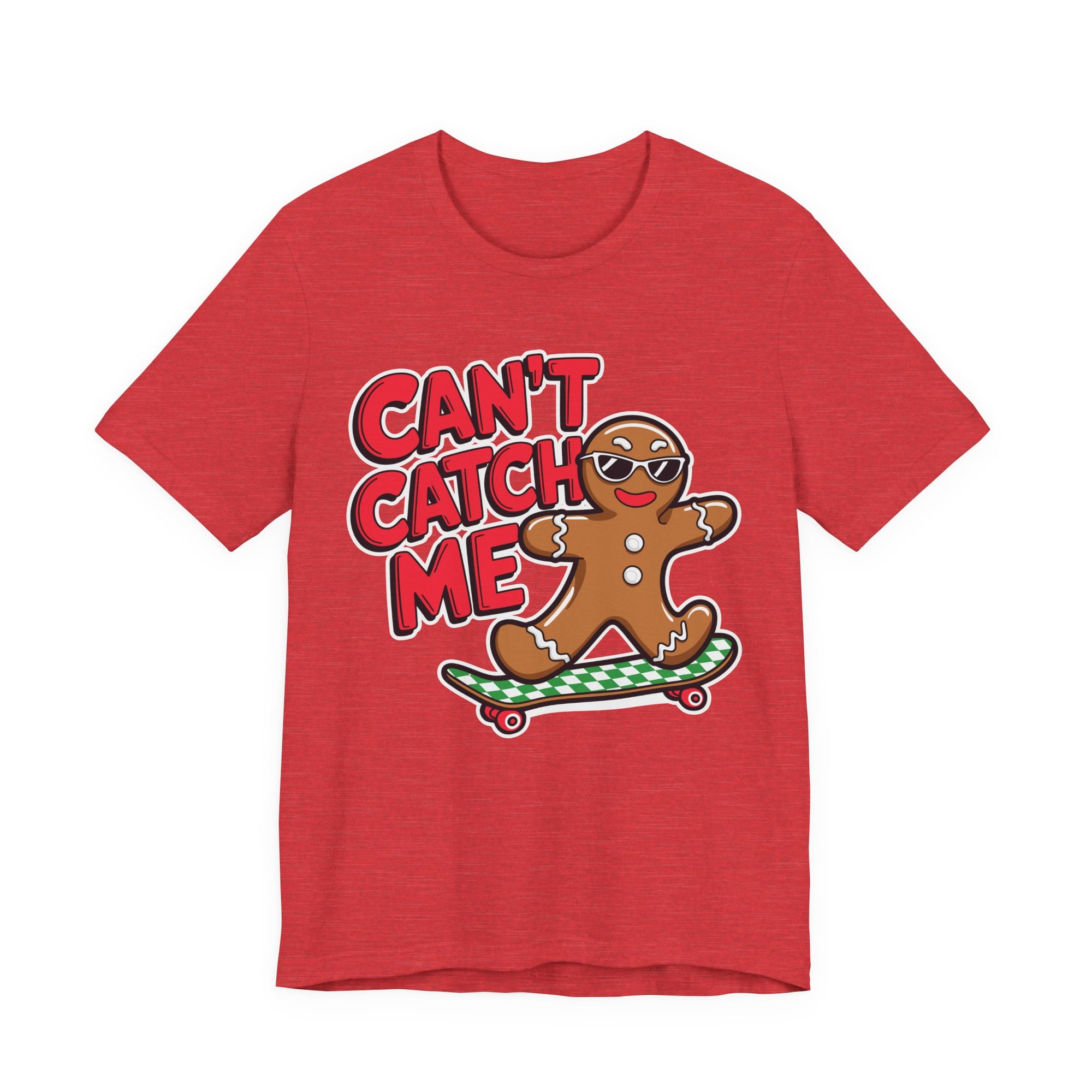 Gingerbread Skateboard Tee, Funny Holiday T-Shirt, Unisex Christmas Gift