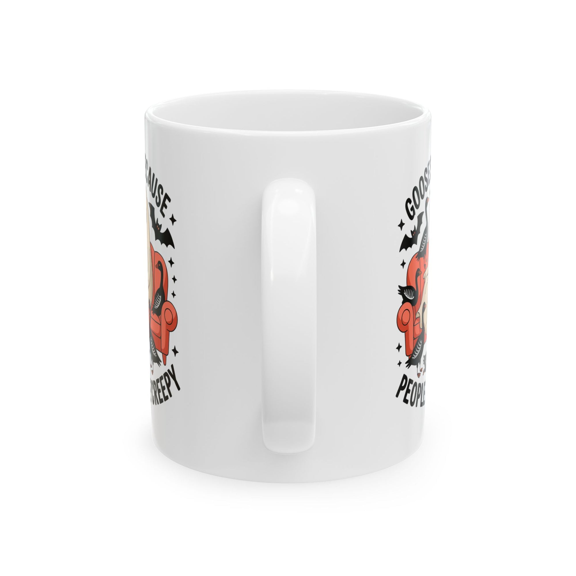 Funny Ghost with Geese Mug – Spooky Cute Halloween Coffee Cup