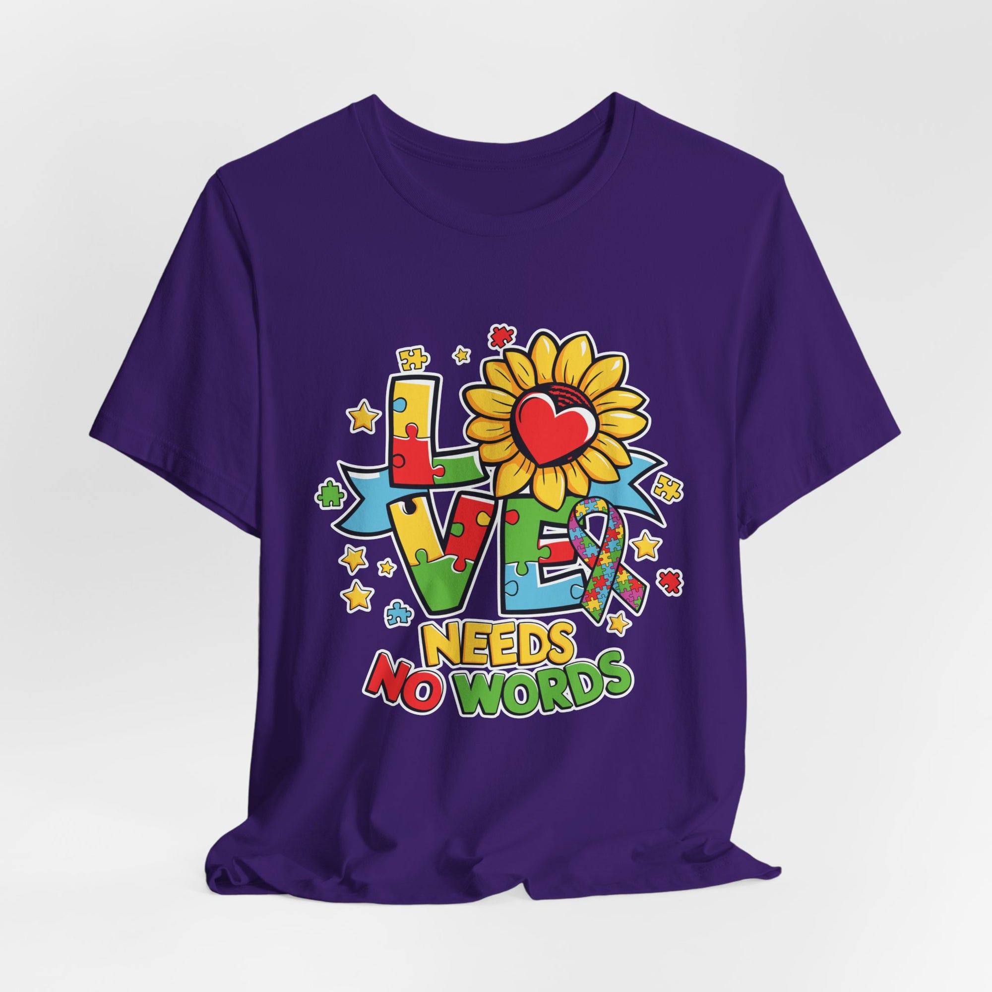Colorful Love Needs No Words Tee, Unisex Graphic Tee