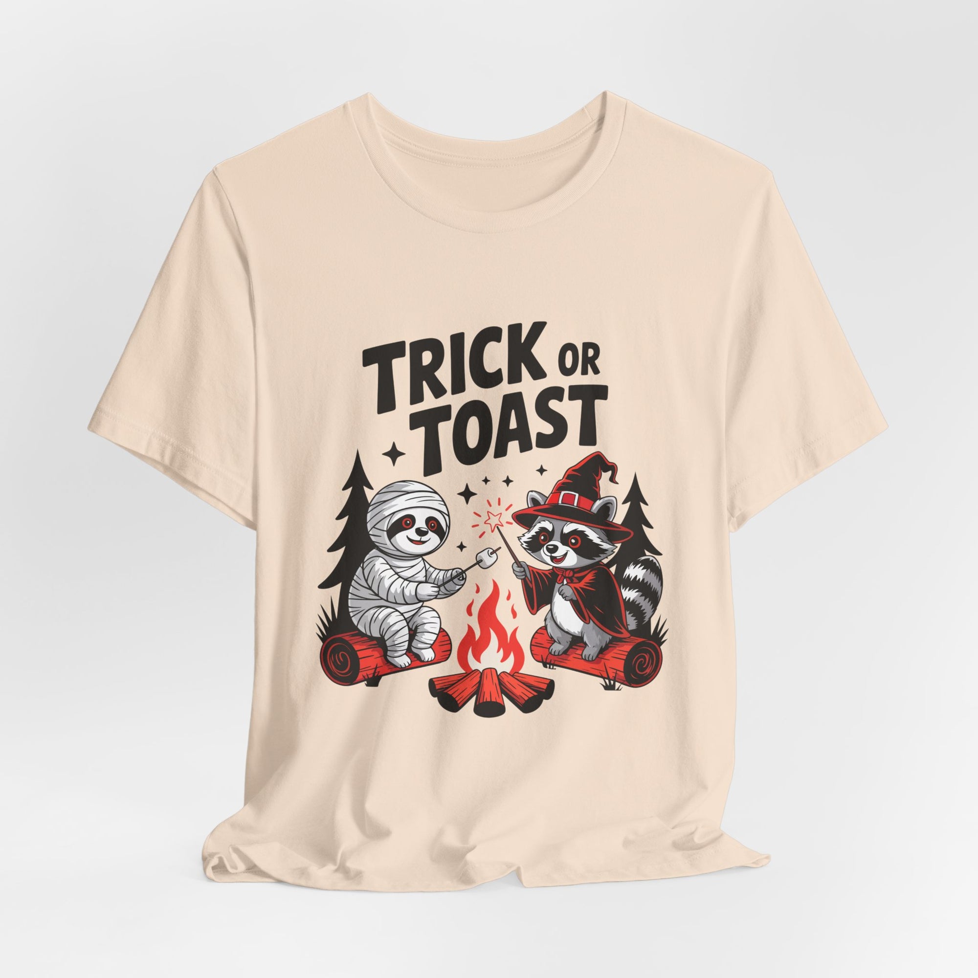 Graphic Tee for Outdoor Lovers - Trick or Toast Sloth & Raccoon, Perfect Fall Gift