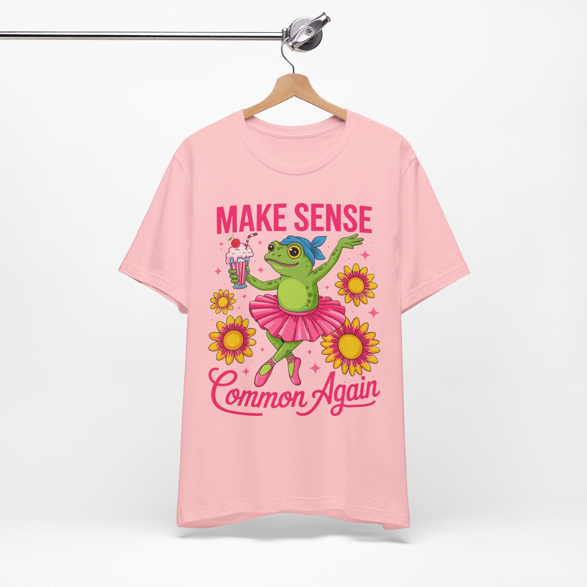 Make Sense Common Again T‑Shirt — Cute Dancing Frog Graphic Tee