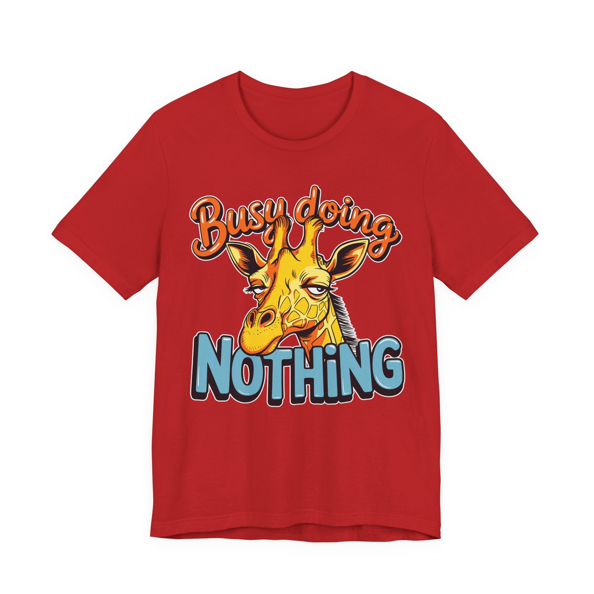Funny Giraffe Busy Doing Nothing Lazy Animal Cartoon Design Unisex Jersey Short Sleeve Tee