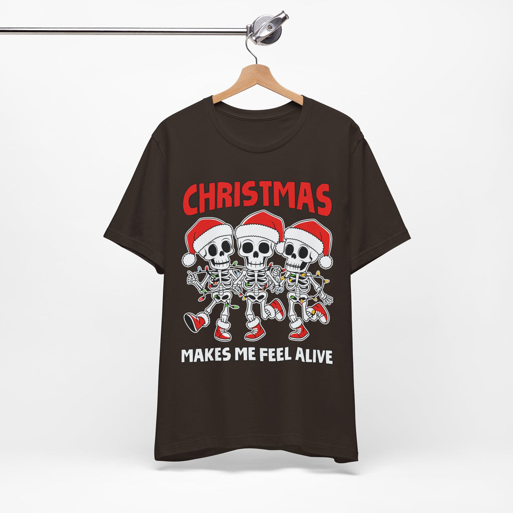 Skeleton Christmas Tee, Holiday Shirt, Unisex Christmas T-Shirt, Fun Winter Apparel, Party Outfit.
