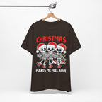 Skeleton Christmas Tee, Holiday Shirt, Unisex Christmas T-Shirt, Fun Winter Apparel, Party Outfit.