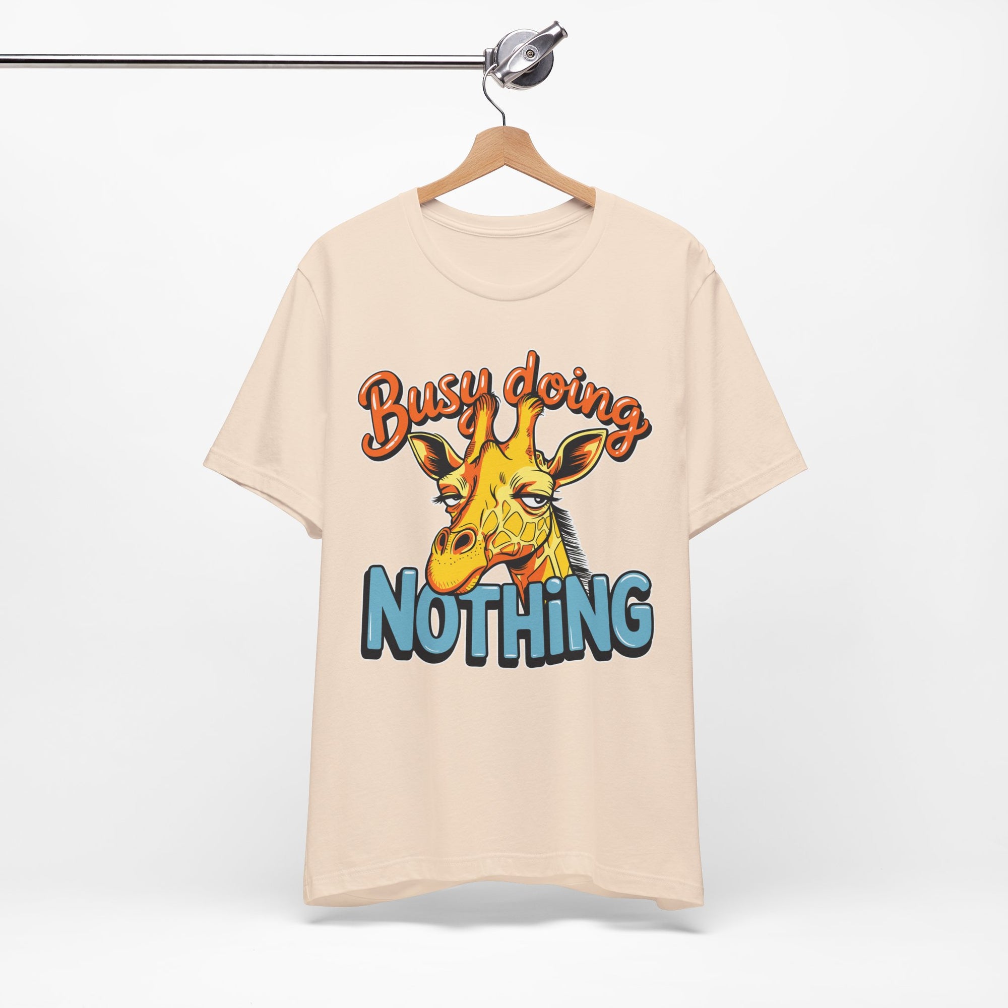Funny Giraffe Busy Doing Nothing Lazy Animal Cartoon Design Unisex Jersey Short Sleeve Tee