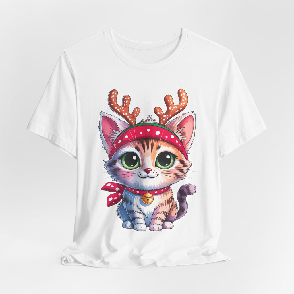 Cute Cat Holiday Tee Shirt, Unisex Cat Lover Gift, Christmas T-Shirt, Animal Graphic Tee, Fun Holiday Apparel
