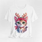 Cute Cat Holiday Tee Shirt, Unisex Cat Lover Gift, Christmas T-Shirt, Animal Graphic Tee, Fun Holiday Apparel