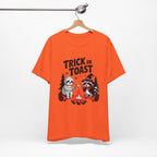 Graphic Tee for Outdoor Lovers - Trick or Toast Sloth & Raccoon, Perfect Fall Gift