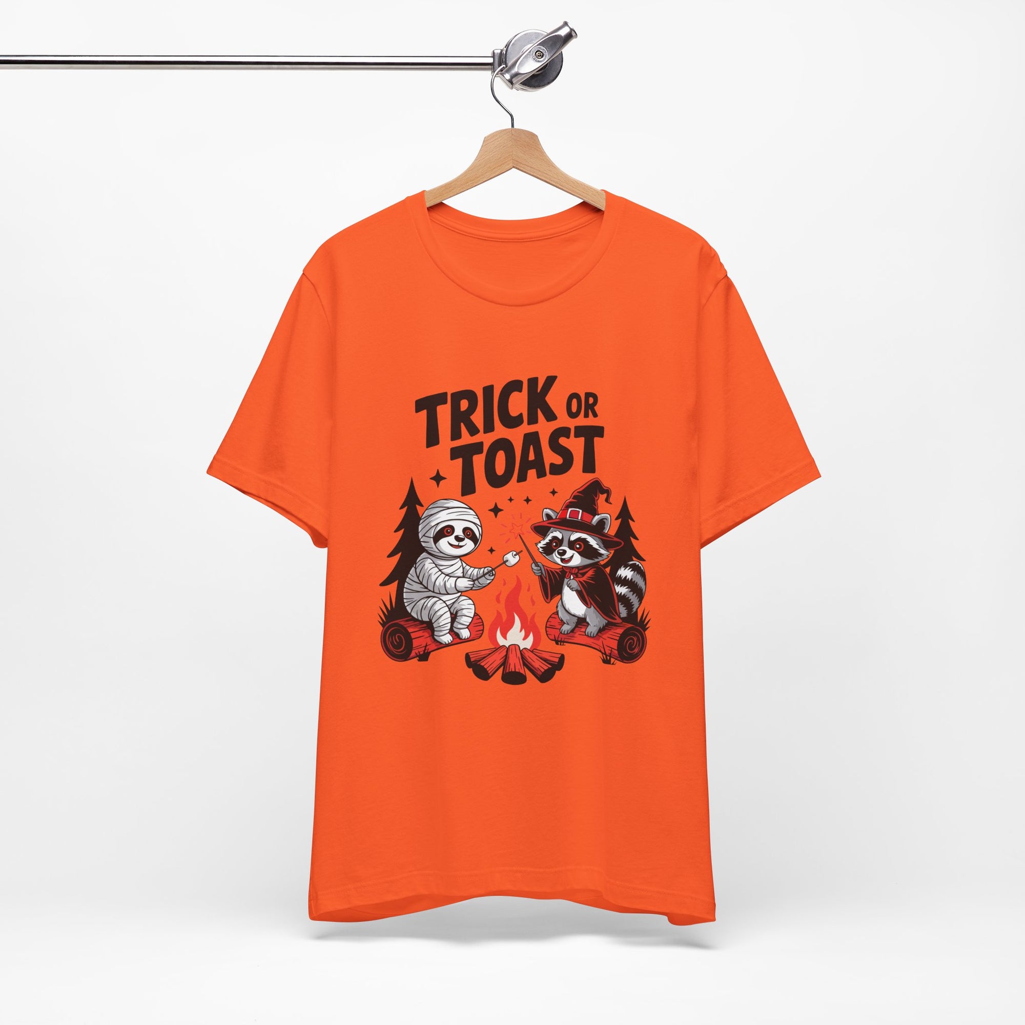 Graphic Tee for Outdoor Lovers - Trick or Toast Sloth & Raccoon, Perfect Fall Gift