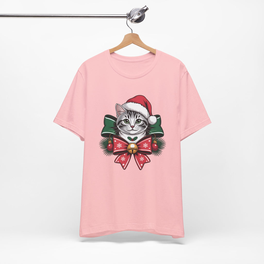 Festive Cat Christmas Tee, Cat Lover Gift, Holiday Shirt, Unisex T-Shirt