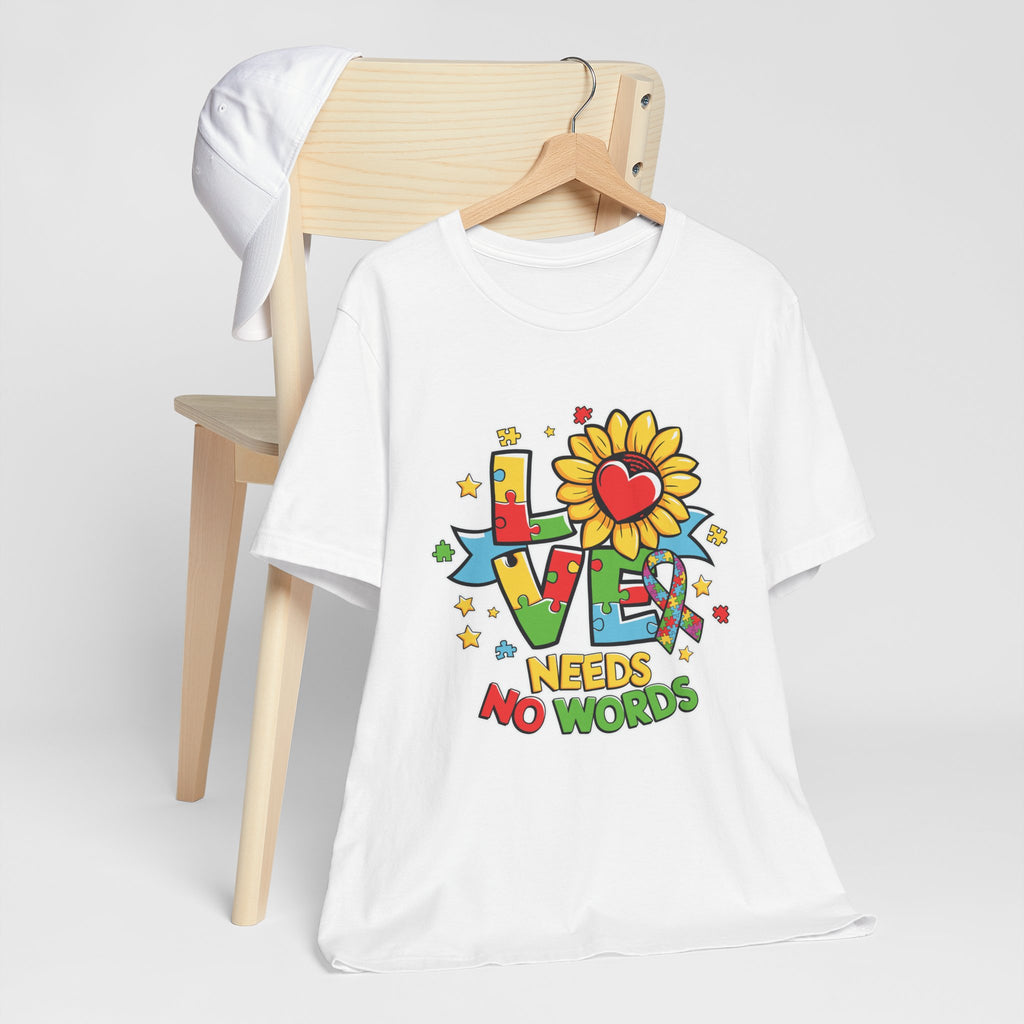 Colorful Love Needs No Words Tee, Unisex Graphic Tee