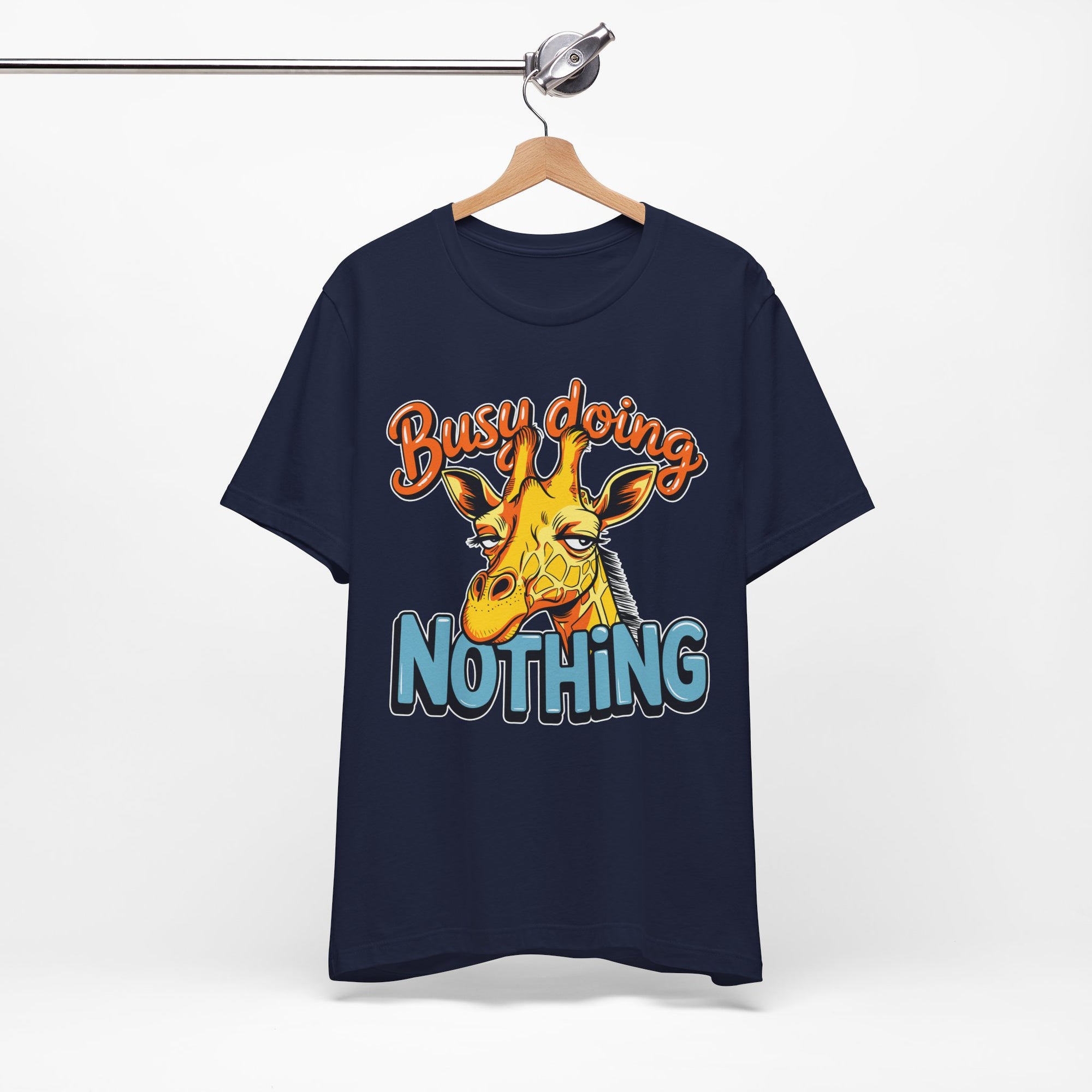 Funny Giraffe Busy Doing Nothing Lazy Animal Cartoon Design Unisex Jersey Short Sleeve Tee