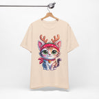 Cute Cat Holiday Tee Shirt, Unisex Cat Lover Gift, Christmas T-Shirt, Animal Graphic Tee, Fun Holiday Apparel