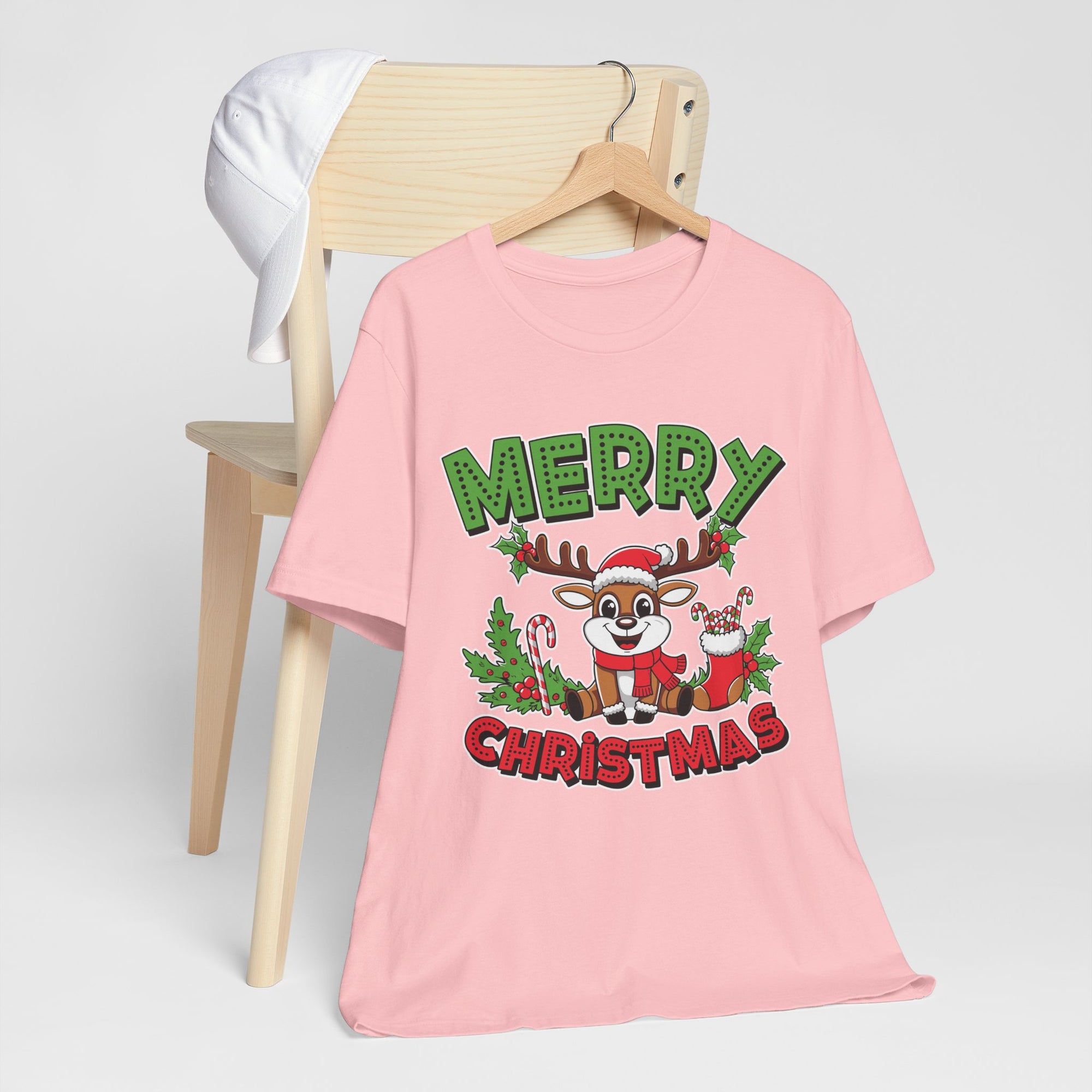 Merry Christmas Reindeer Tee, Festive Holiday Shirt, Unisex Christmas Apparel, Cute Gifts for Him/Her, Holiday Party Outfit
