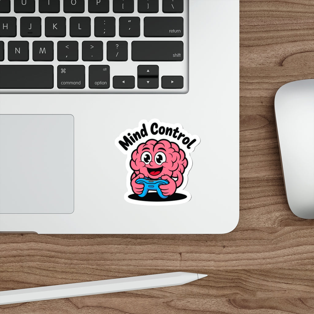 Fun Mind Control Die-Cut Stickers, Gaming Decor, Laptop Stickers, Brain Art, Funny Gift for Gamers, Unique Stickers for Kids