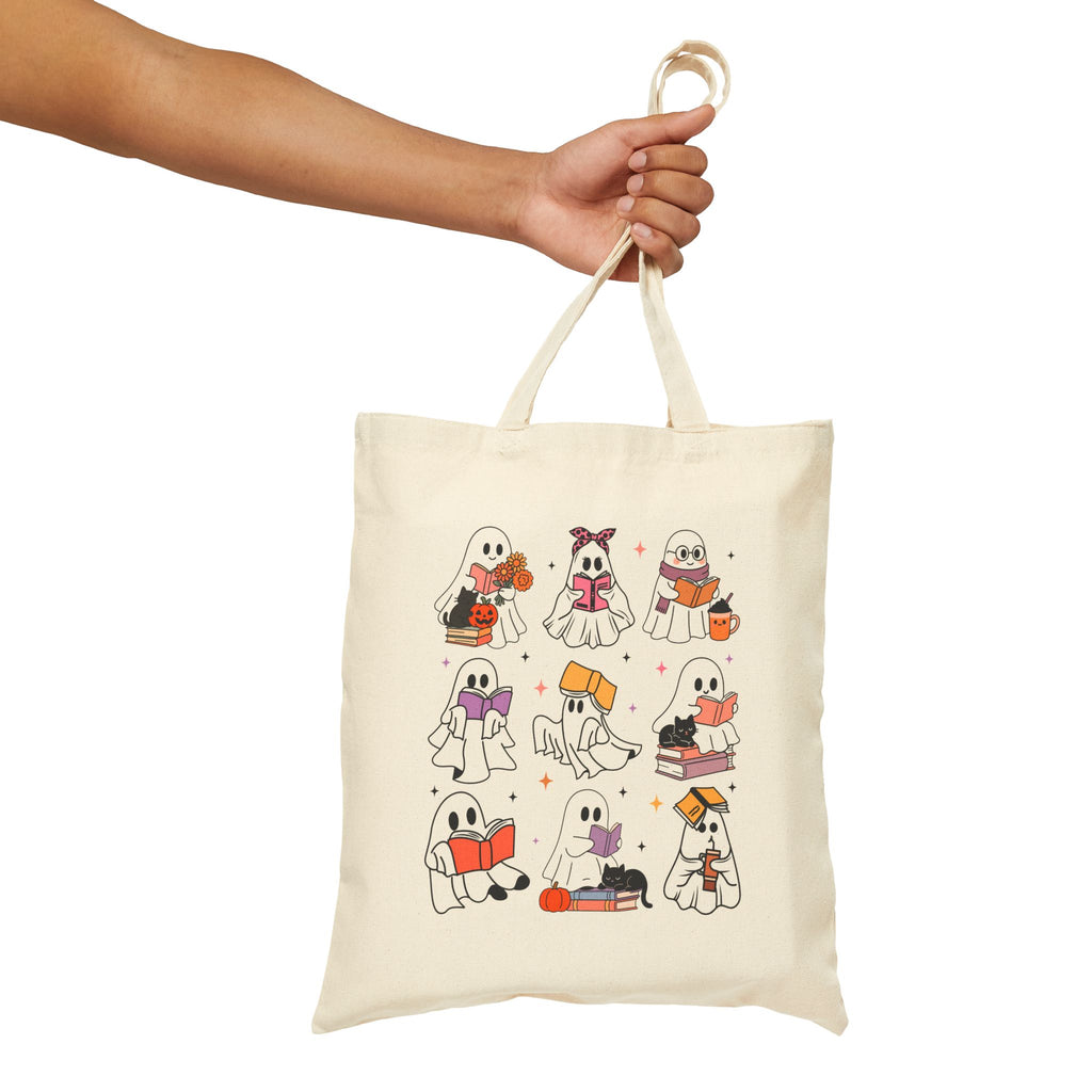 Cotton Canvas Tote Bag - Cute Ghosts Halloween Gift