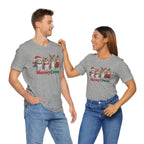 Meowy Catmas Short Sleeve Tee - Festive Cat Christmas T-Shirt