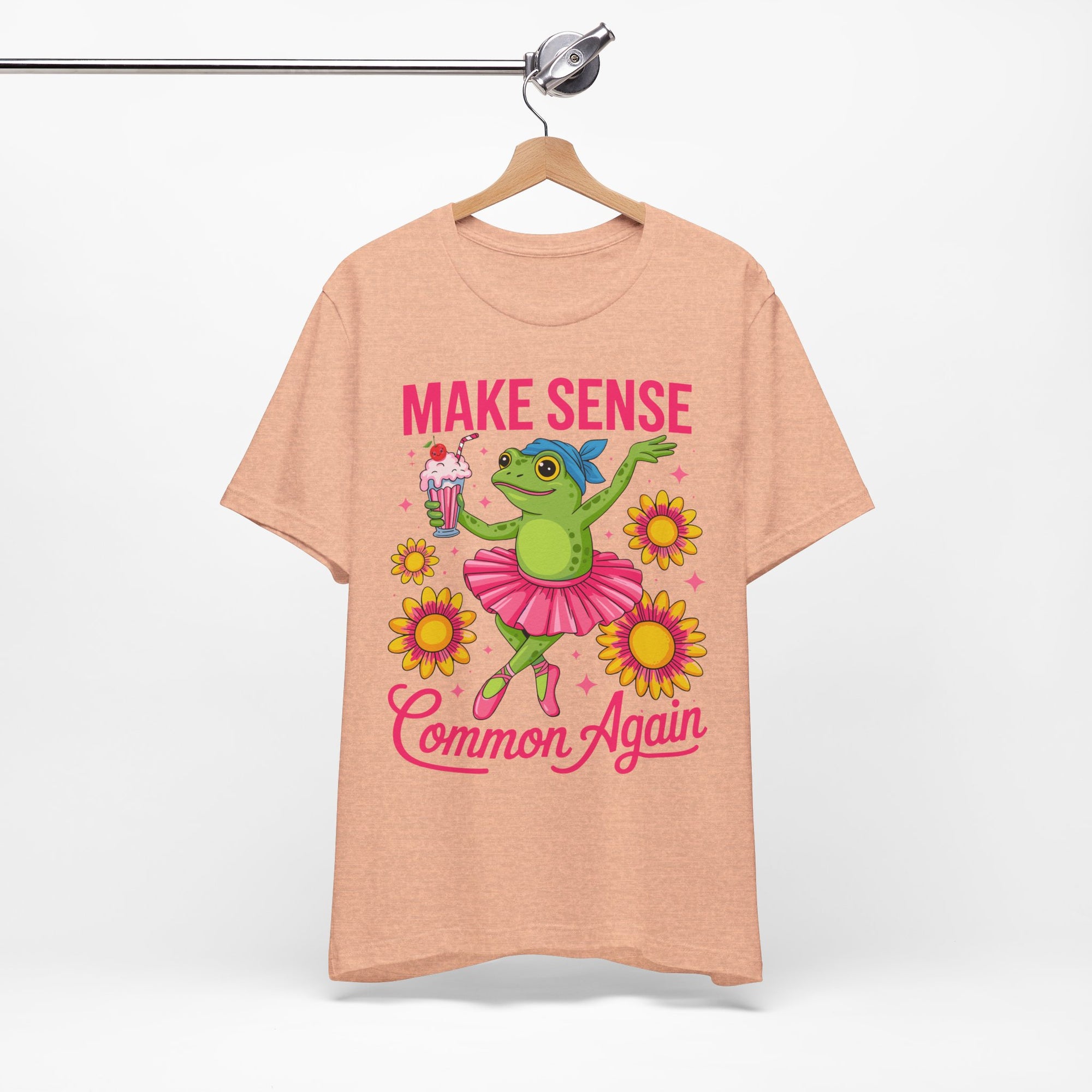 Make Sense Common Again T‑Shirt — Cute Dancing Frog Graphic Tee