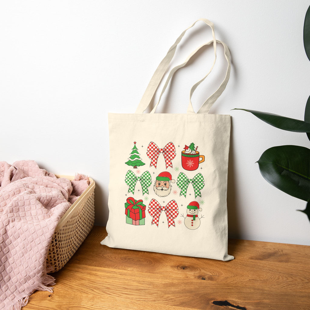 Festive Holiday Tote Bag – Reusable Christmas Winter Carryall