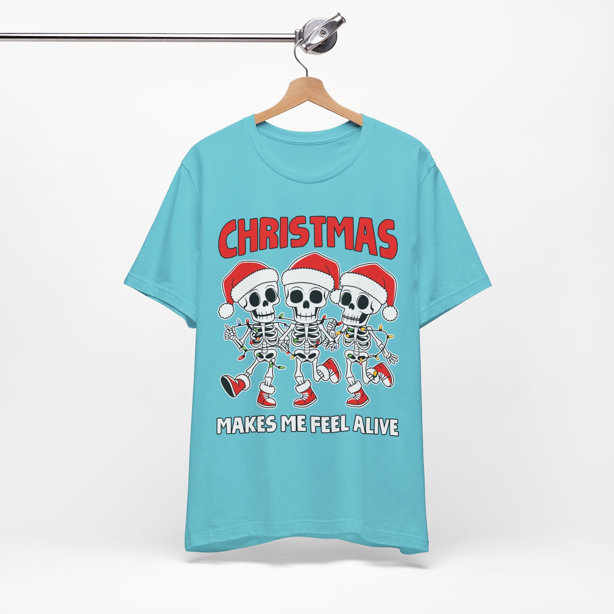 Skeleton Christmas Tee, Holiday Shirt, Unisex Christmas T-Shirt, Fun Winter Apparel, Party Outfit.