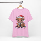 Festive Cow Christmas Tee, Unisex Holiday Shirt, Cute Animal T-Shirt