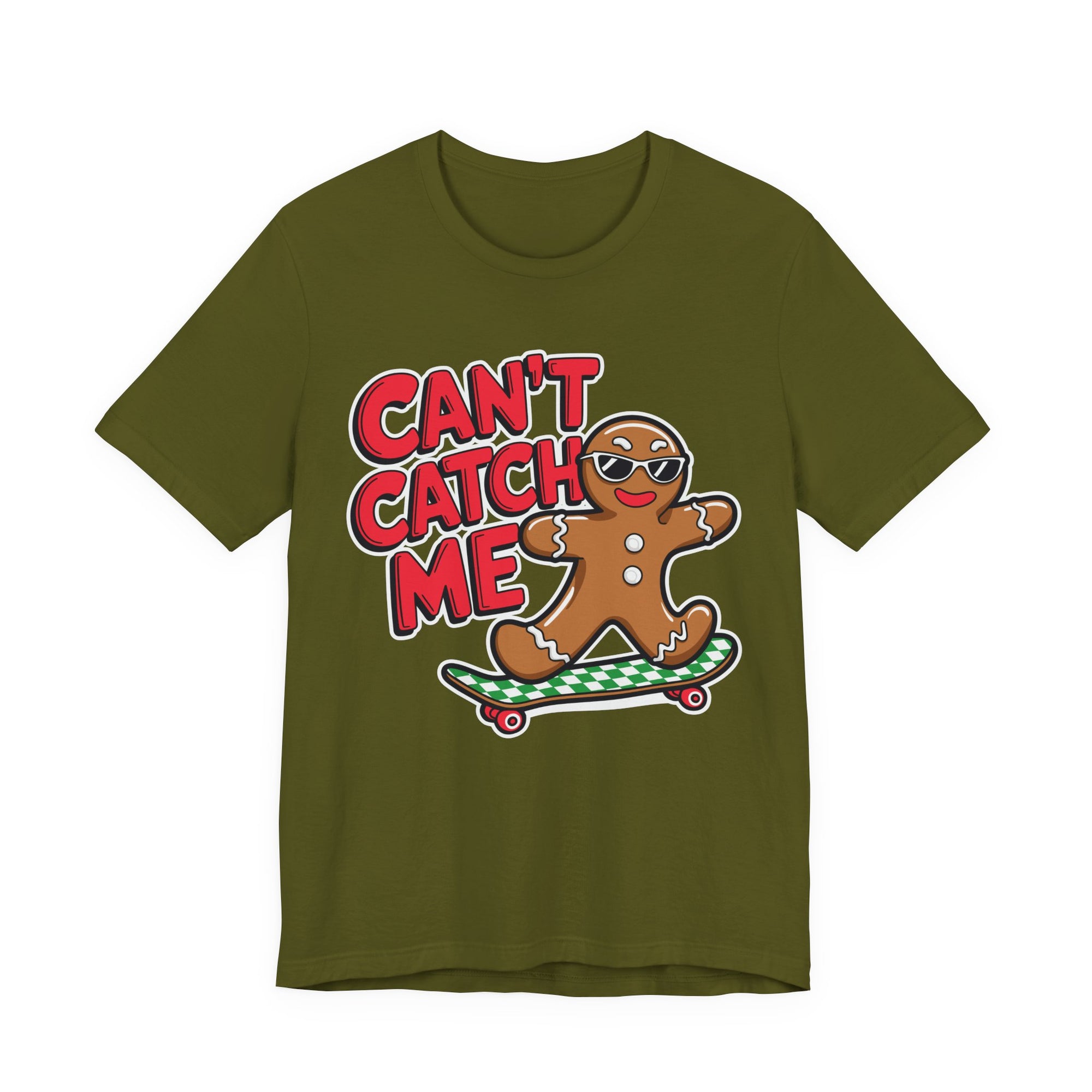 Gingerbread Skateboard Tee, Funny Holiday T-Shirt, Unisex Christmas Gift