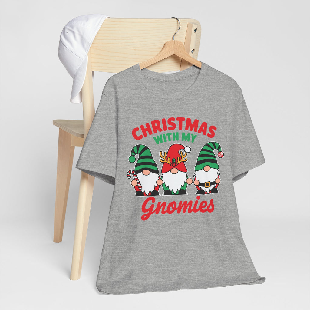 Christmas with My Gnomies Unisex Tee, Holiday Shirt, Christmas Gift, Gnome Tee, Festive Apparel, Cute Christmas T-Shirt