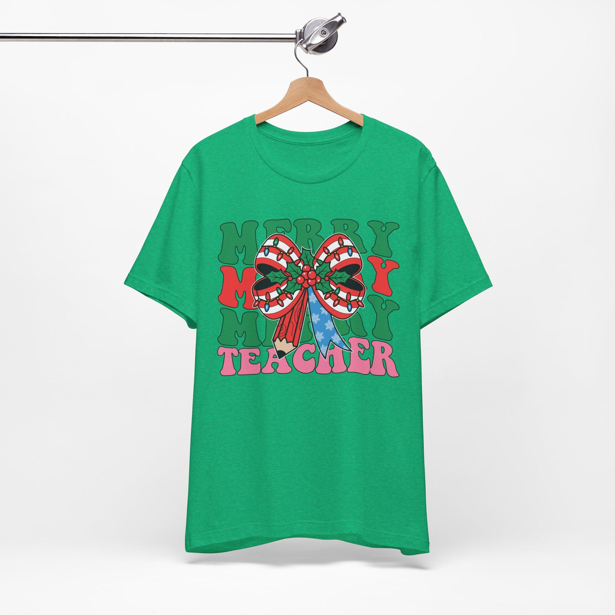 Merry Teacher T-Shirt | Cute Holiday Tee for Educators, Christmas Gift, Teacher Appreciation, Casual Wear, Festive Apparel