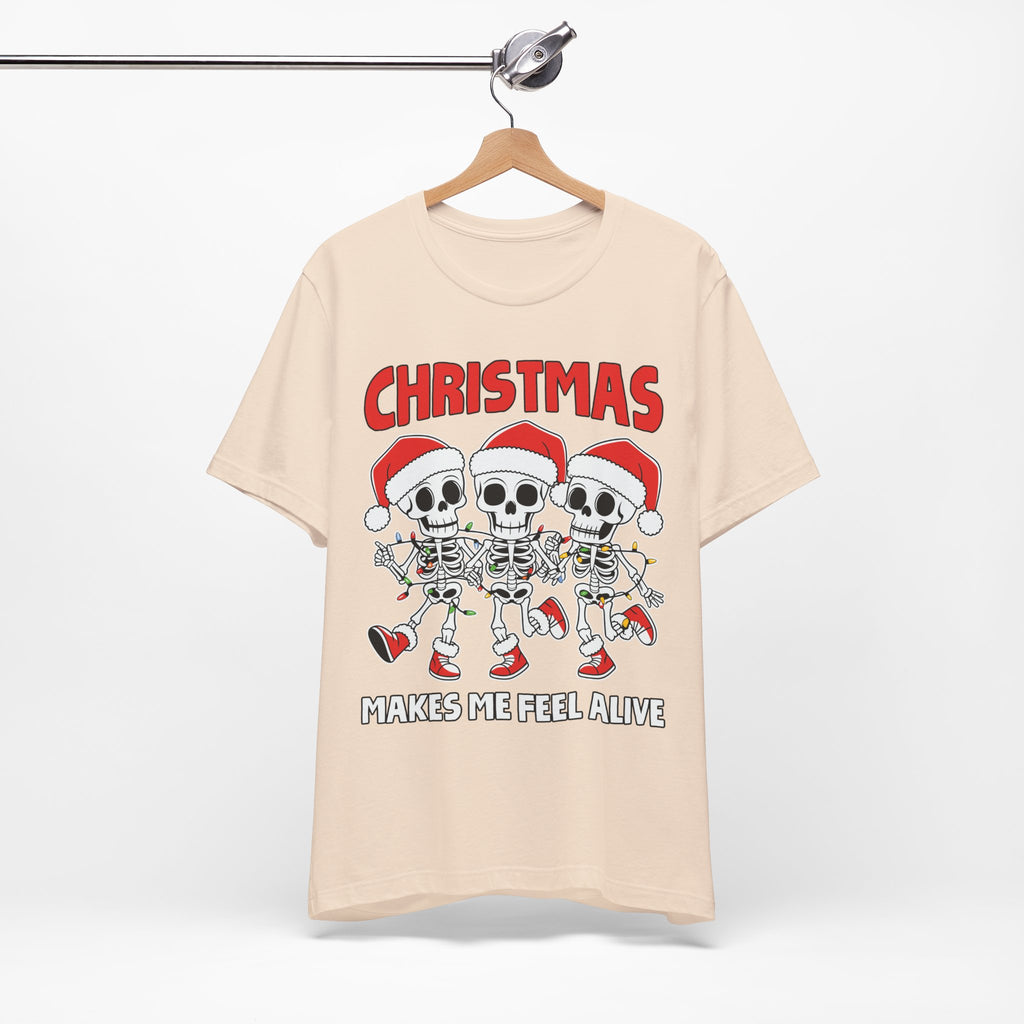Skeleton Christmas Tee, Holiday Shirt, Unisex Christmas T-Shirt, Fun Winter Apparel, Party Outfit.