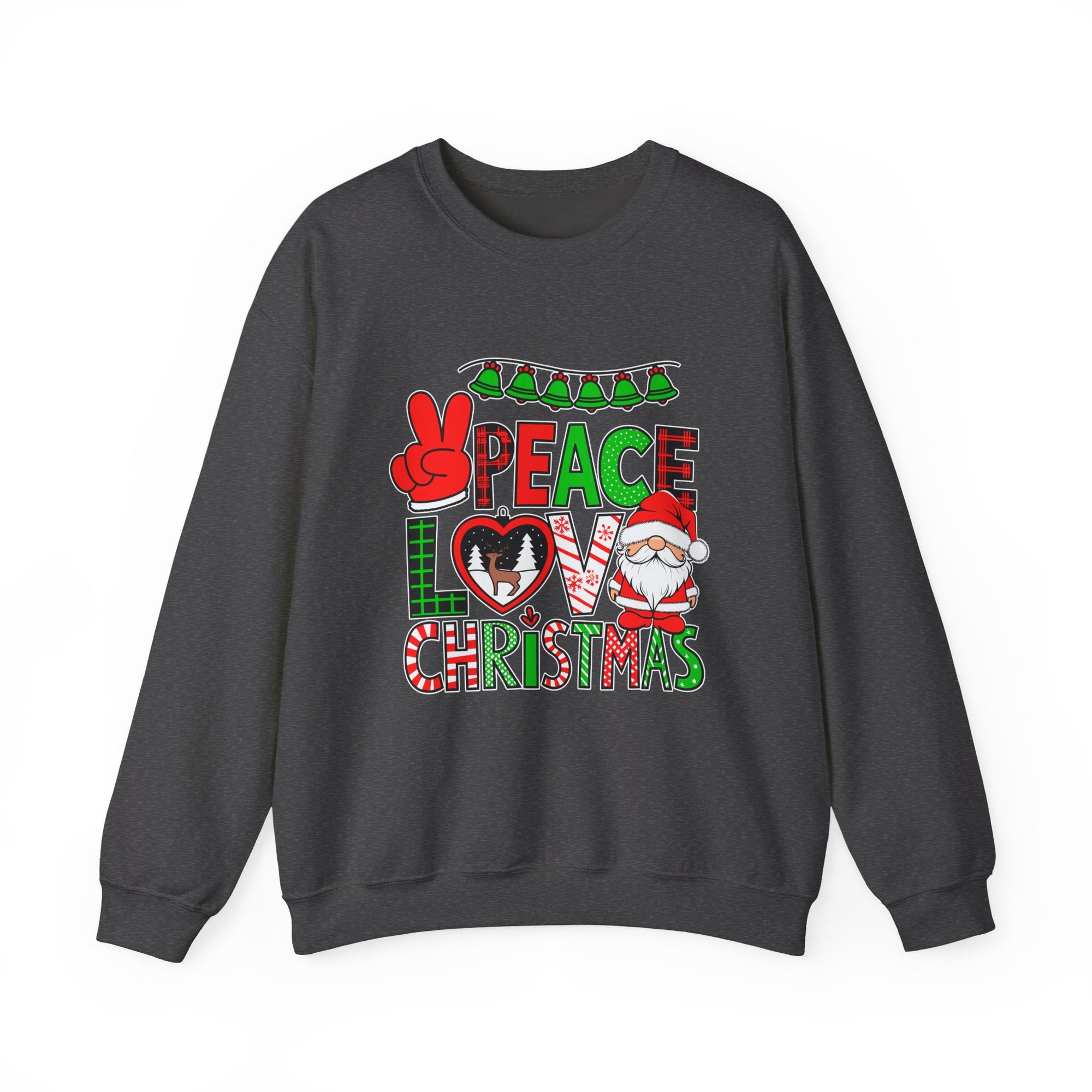 Christmas Peace Love Sweatshirt, Cozy Holiday Crewneck, Unisex Christmas Pullover Gift