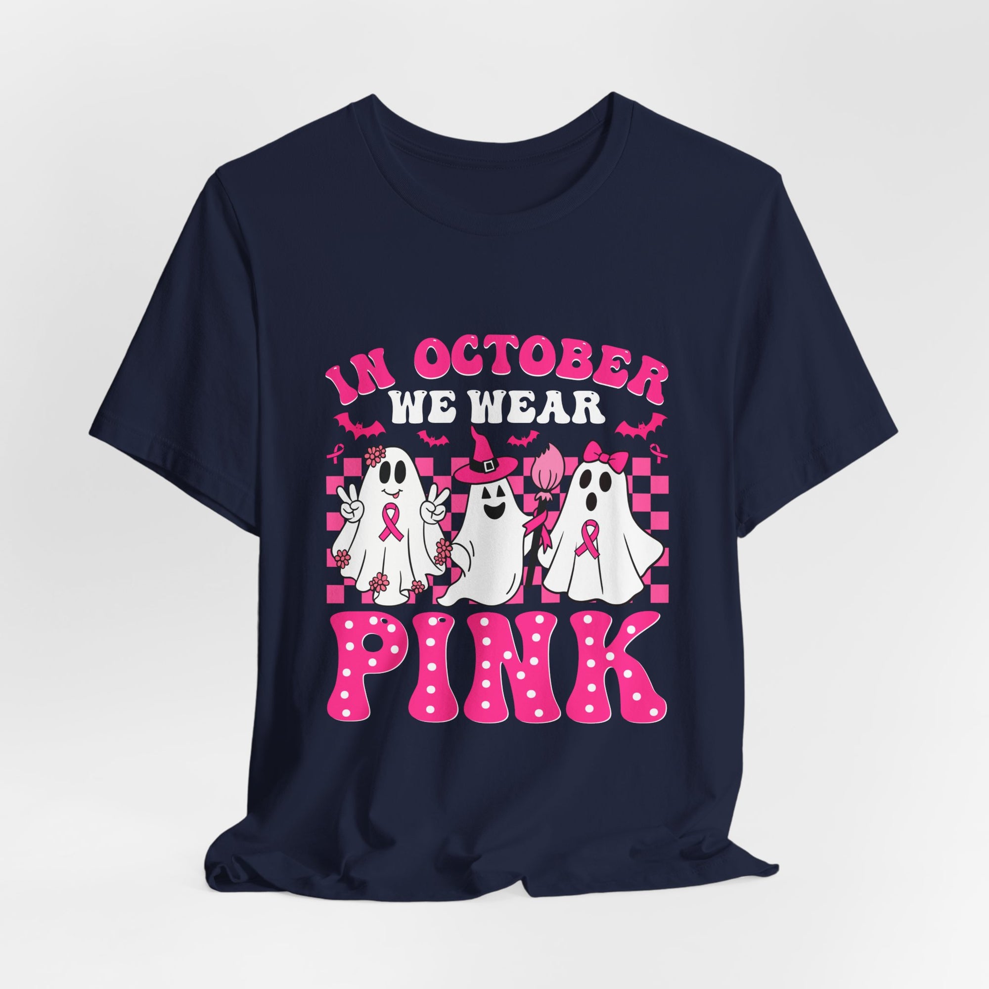 Pink Ghosts October Tee, Halloween Shirt, Unisex T-shirt