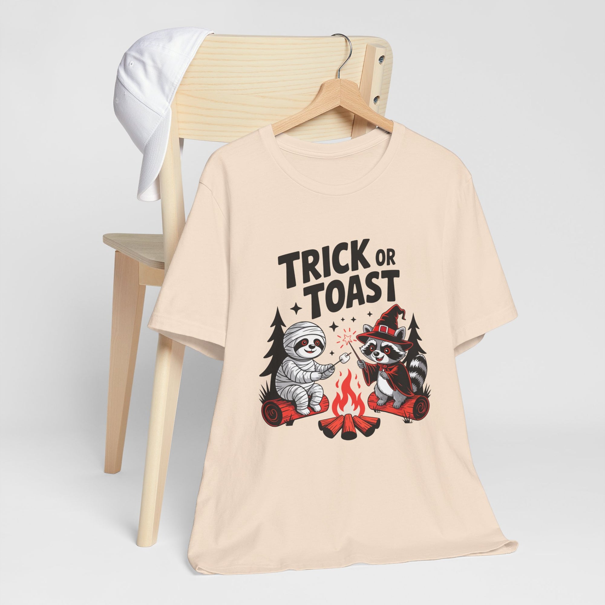 Graphic Tee for Outdoor Lovers - Trick or Toast Sloth & Raccoon, Perfect Fall Gift