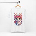 Cute Cat Holiday Tee Shirt, Unisex Cat Lover Gift, Christmas T-Shirt, Animal Graphic Tee, Fun Holiday Apparel