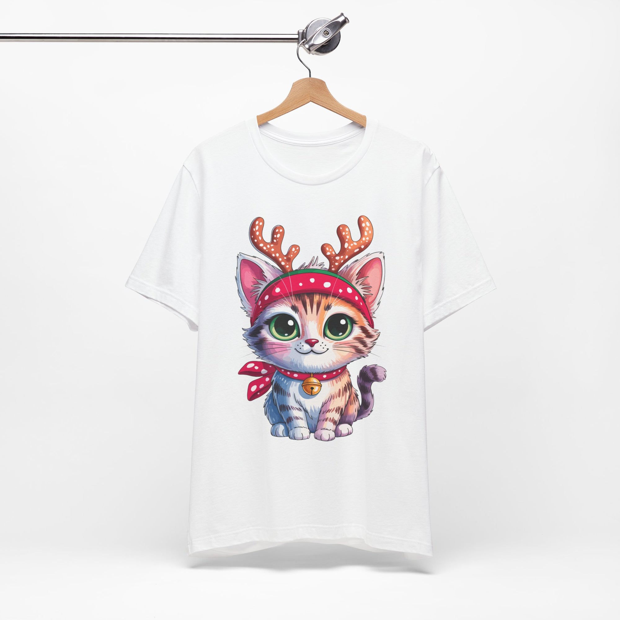 Cute Cat Holiday Tee Shirt, Unisex Cat Lover Gift, Christmas T-Shirt, Animal Graphic Tee, Fun Holiday Apparel