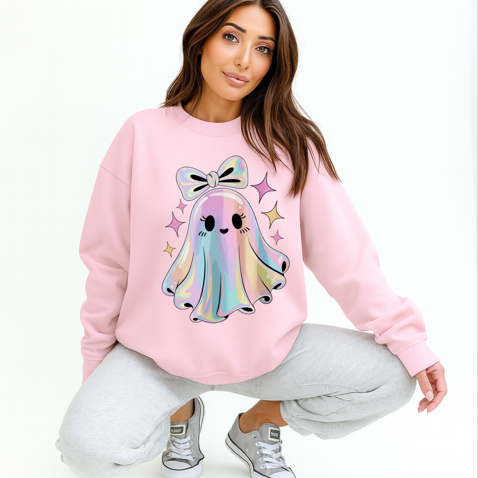 Cute Ghost Crewneck Sweatshirt, Spooky Humor Sweater, Halloween Gift