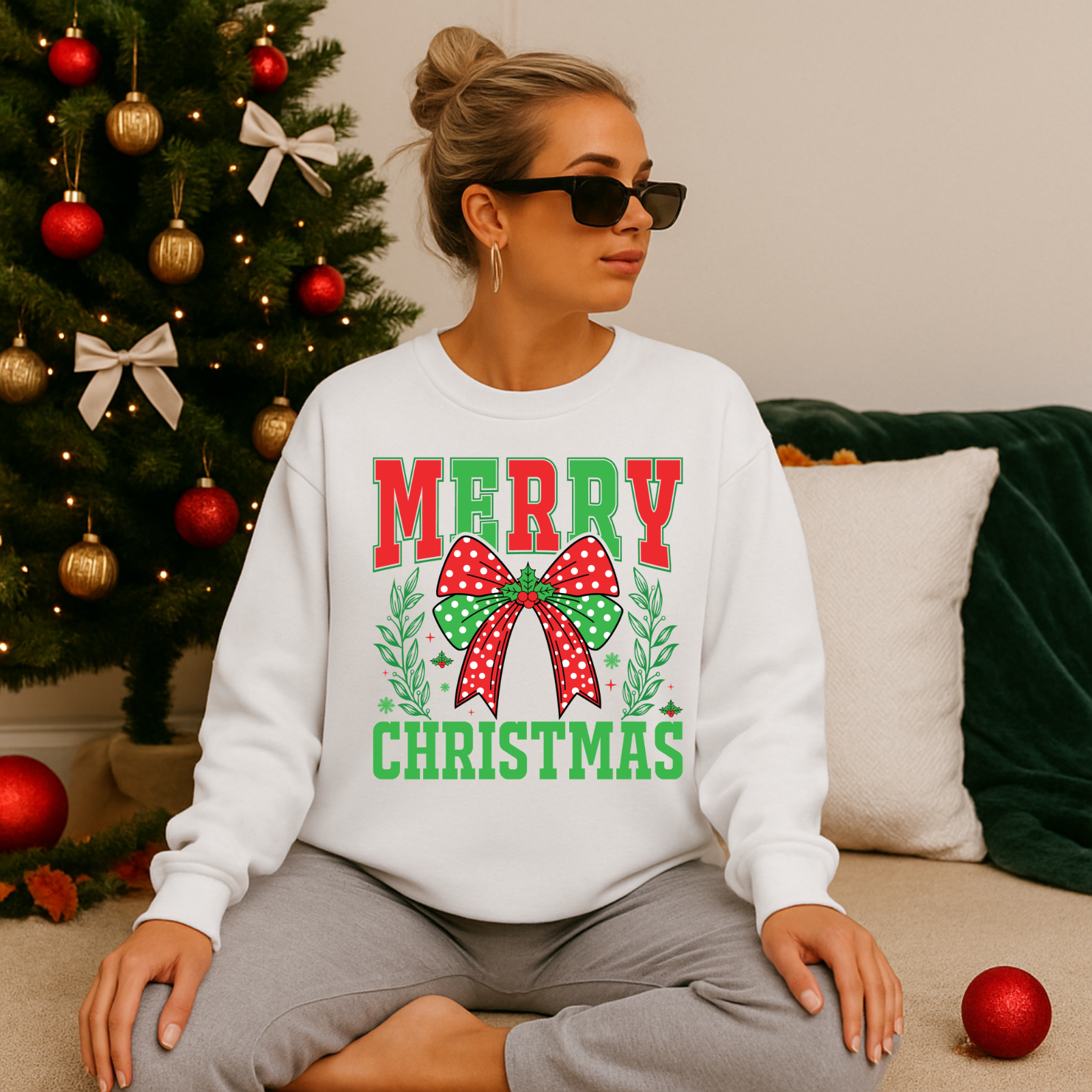 Merry Christmas Crewneck Sweatshirt - Holiday Gift, Cozy Casual Wear Christmas Sweater