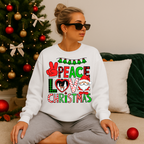 Christmas Peace Love Sweatshirt, Cozy Holiday Crewneck, Unisex Christmas Pullover Gift