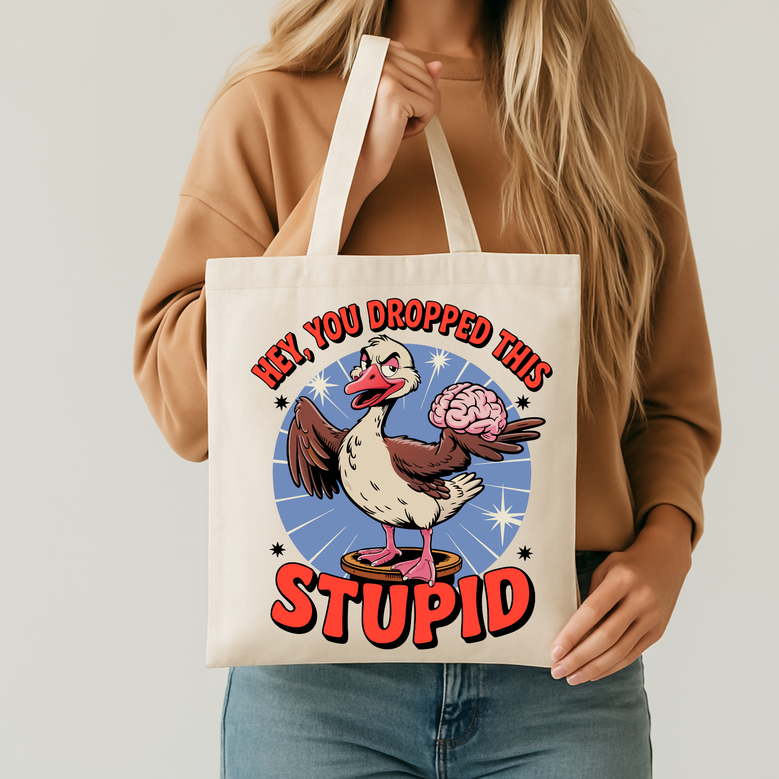 Funny Cotton Canvas Tote Bag, Reusable Shopping Bag