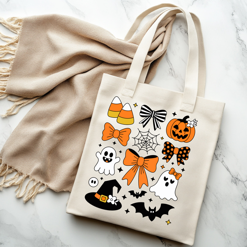 Spooky Ghost Halloween Tote Bag – Eco-Friendly Reusable Design