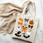 Spooky Ghost Halloween Tote Bag – Eco-Friendly Reusable Design