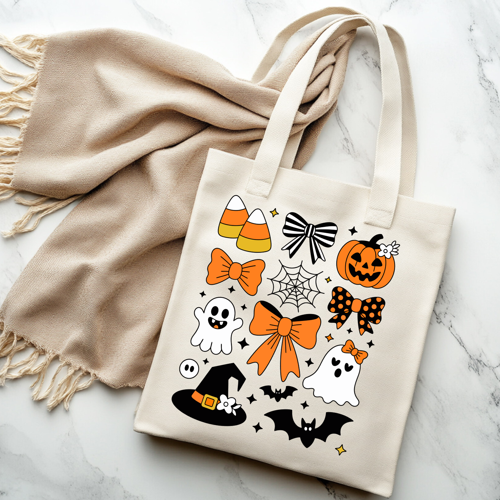 Spooky Ghost Halloween Tote Bag – Eco-Friendly Reusable Design