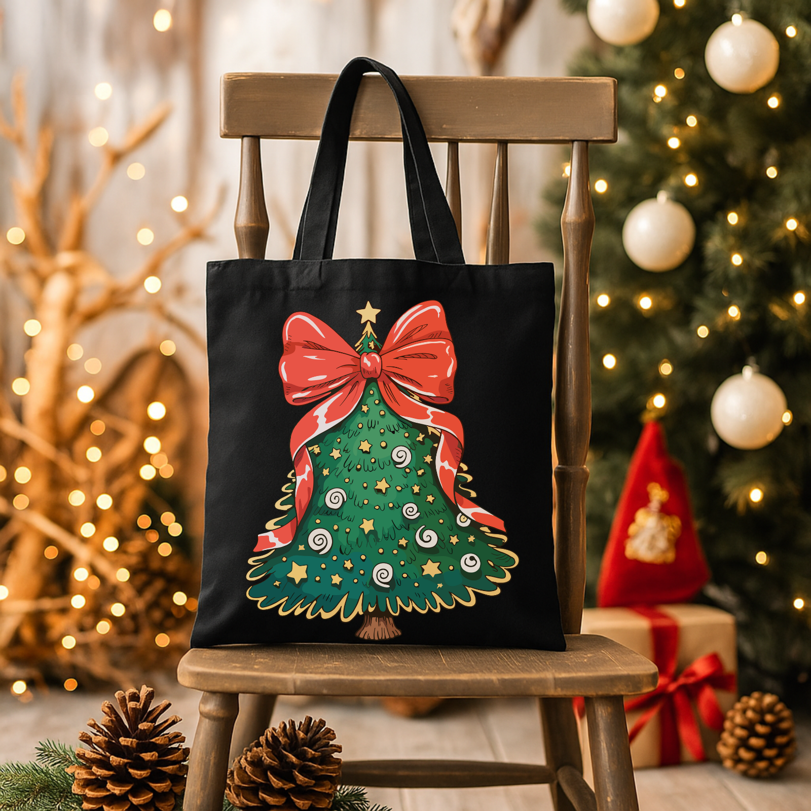 Christmas Tree Tote Bag – Festive Reusable Holiday Canvas Bag