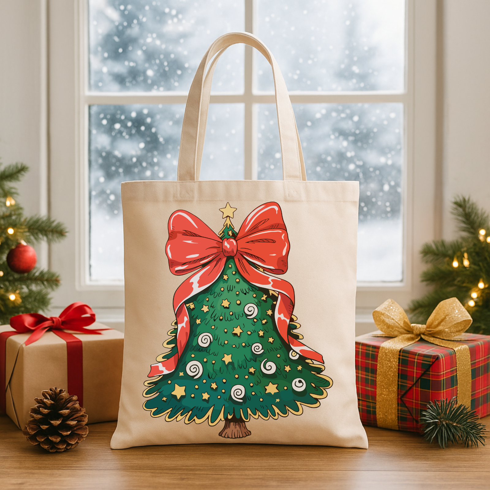 Christmas Tree Tote Bag – Festive Reusable Holiday Canvas Bag