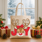 Joyful Reindeer Holiday Tote Bag – Festive Reusable Christmas Shopper