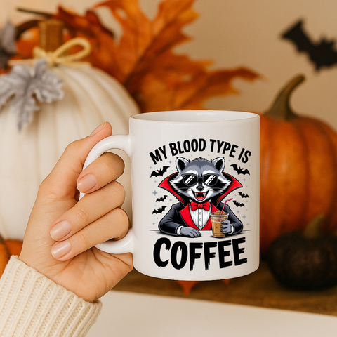 Vampire Raccoon Coffee Funny Halloween Coffee Mug